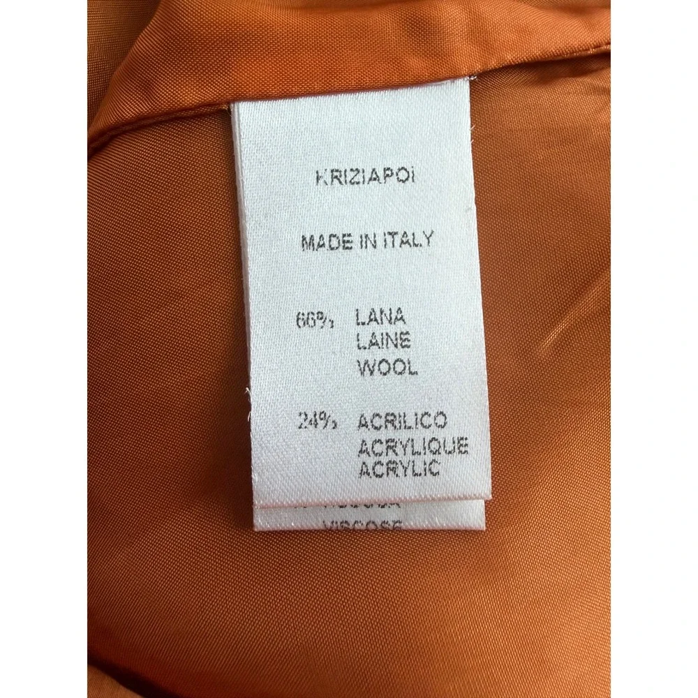 Krizia Poi Italy Burnt Orange Wool Blend Pencil Skirt IT 48 US 12 Textured Lined